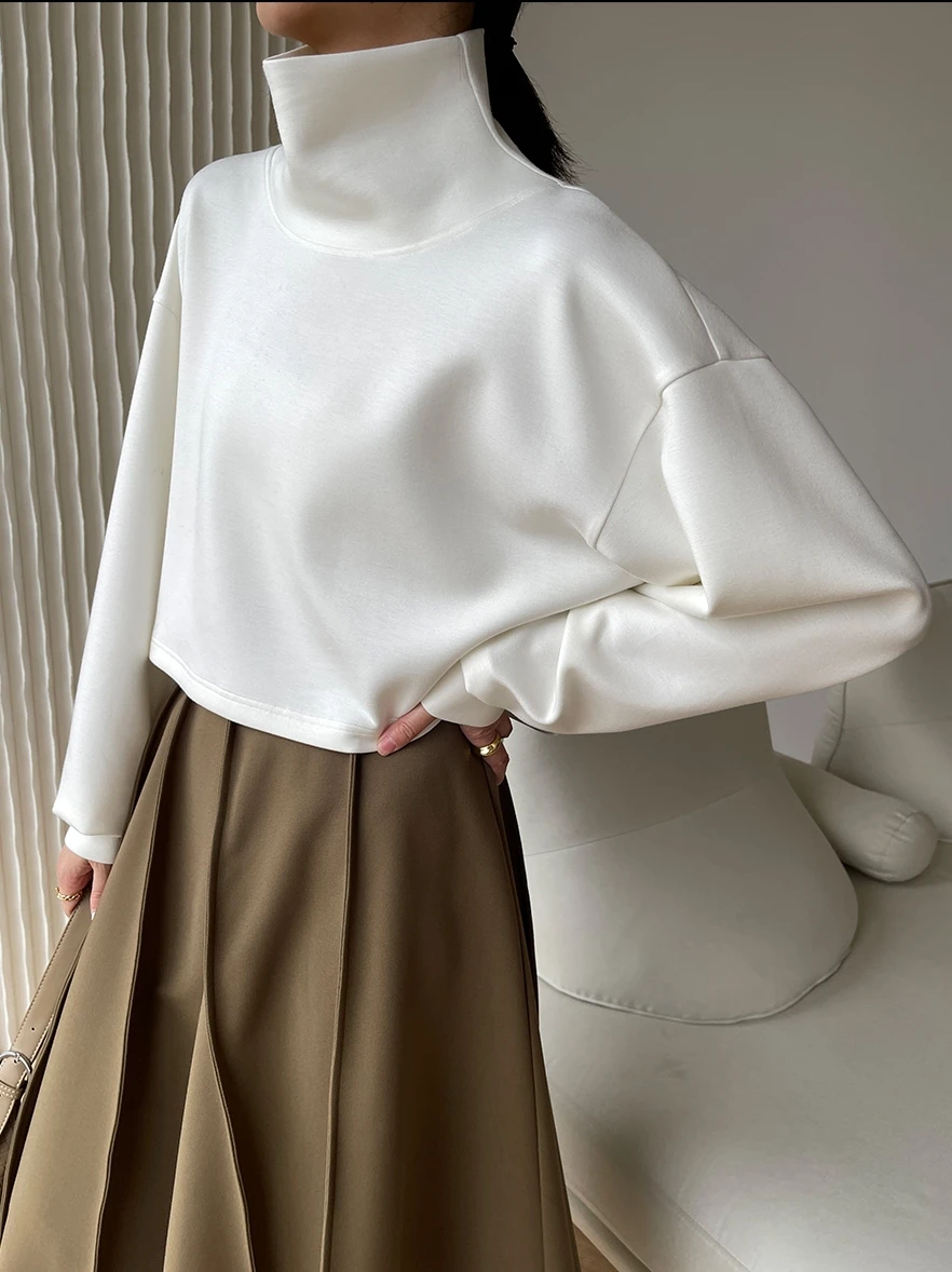 

Модный худи с высоким воротником и длинными рукавами от Jumland 2025: уличный спортивный повседневный топ, осенняя коллекция 2024