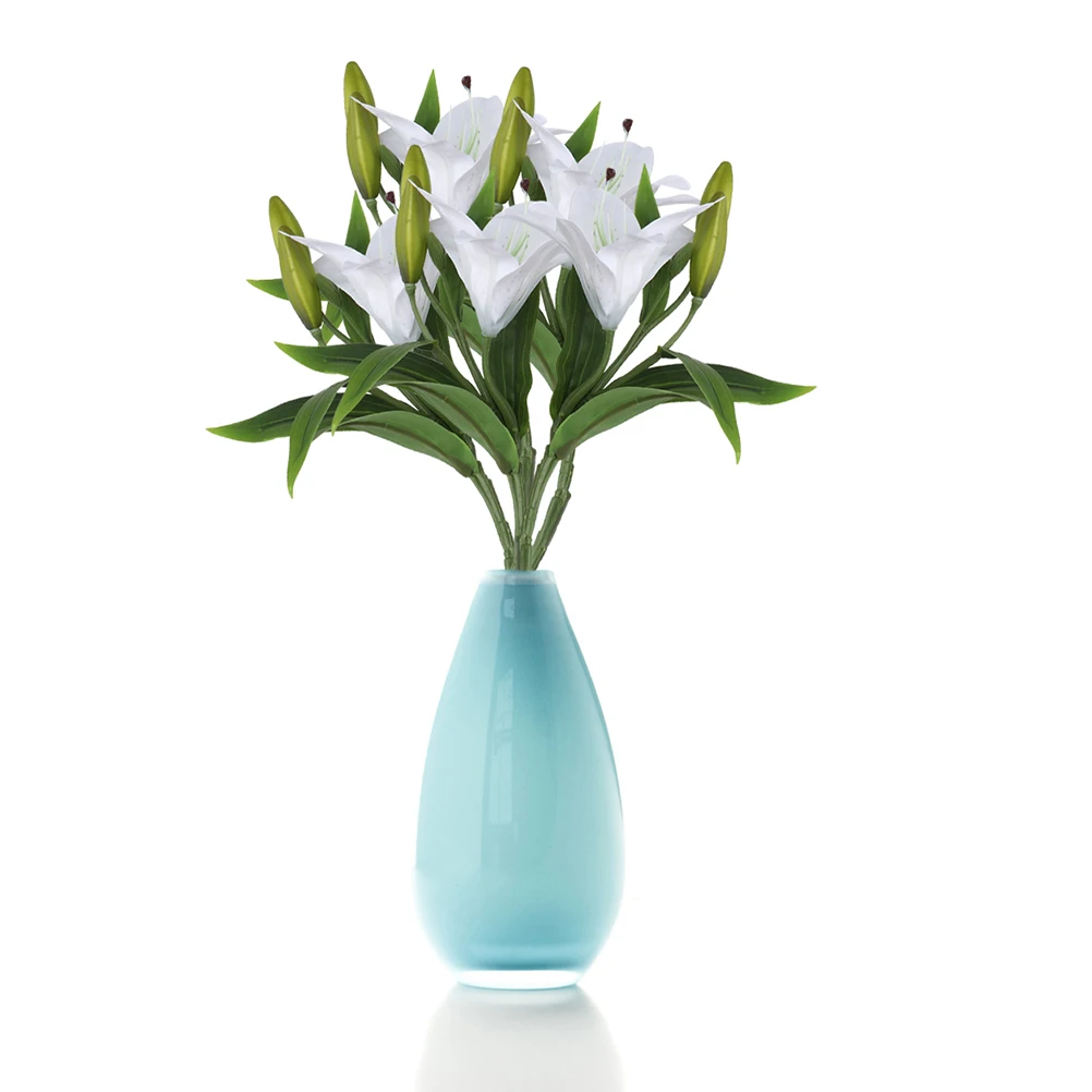 

6Pcs Real Touch Artificial Lily Flowers Bouquet Long Stem Fake Flower Wedding Party Decoration Artificial Lily Flowers