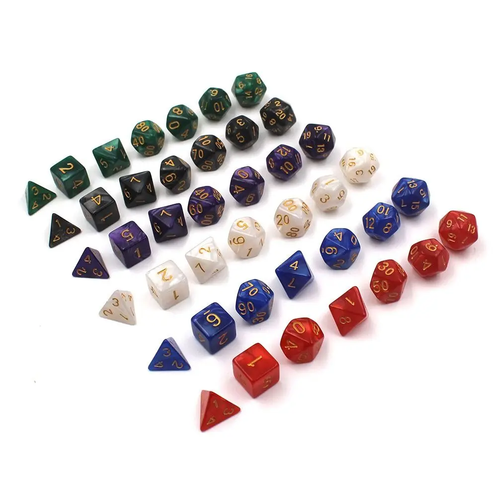 7Pcs/set 7-Die DND Dice Multifaceted D4 D6 D8 D10 D12 D20 Table Game Polyhedral Dice Acrylic Party Game Game Dice TRPG DND