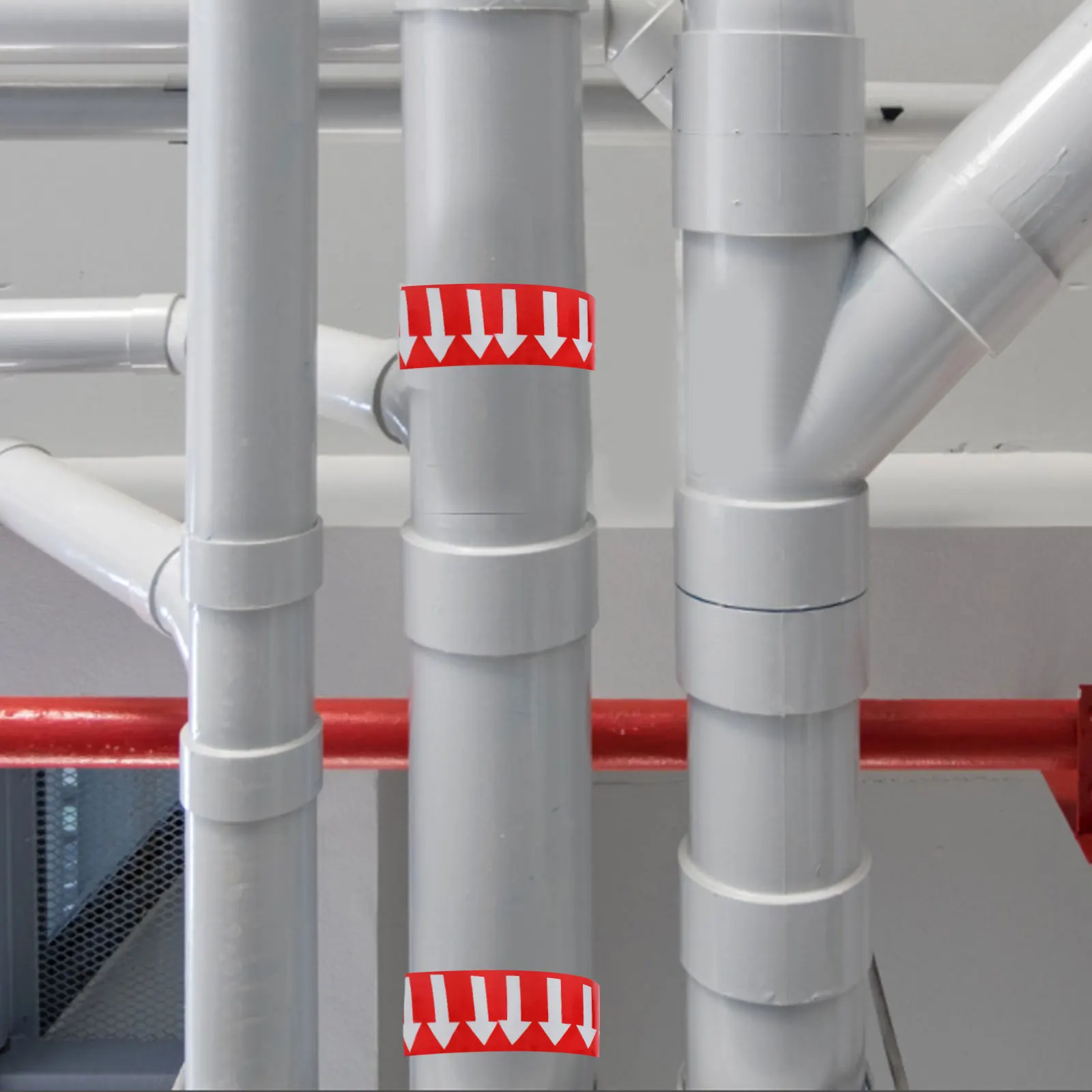 

Arrow Sticker Pipe Identification Labels Red Background Polystyrene Material Self Adhesive Directional Decals Water Gas Oil