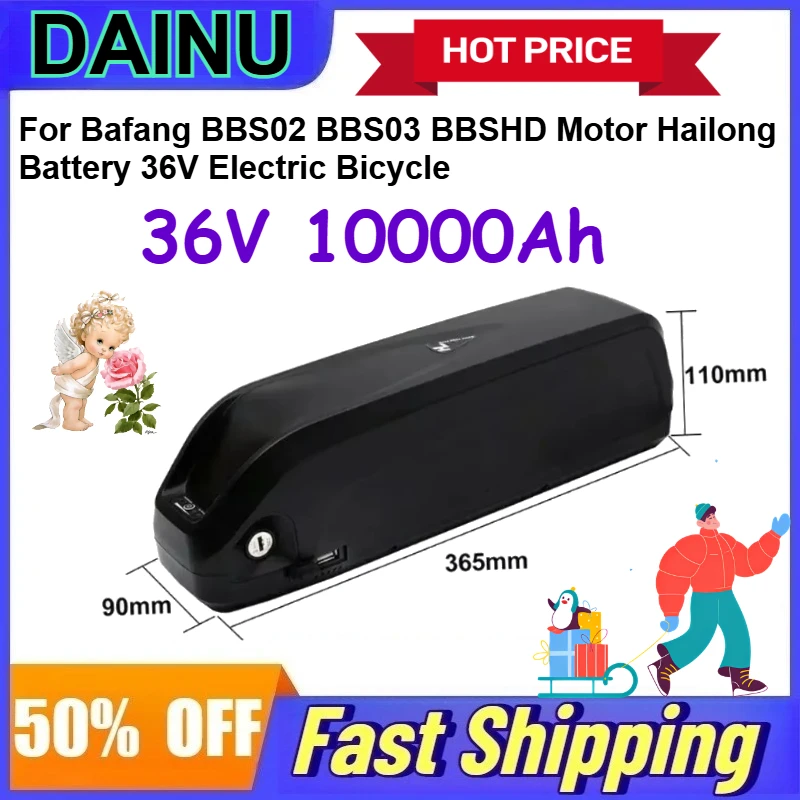 

36V 10Ah 18650 High-quality Lithium Battery for Bafang BBS02 BBS03 BBSHD Motor Hailong Battery 36V Electric Bicycle Batteries