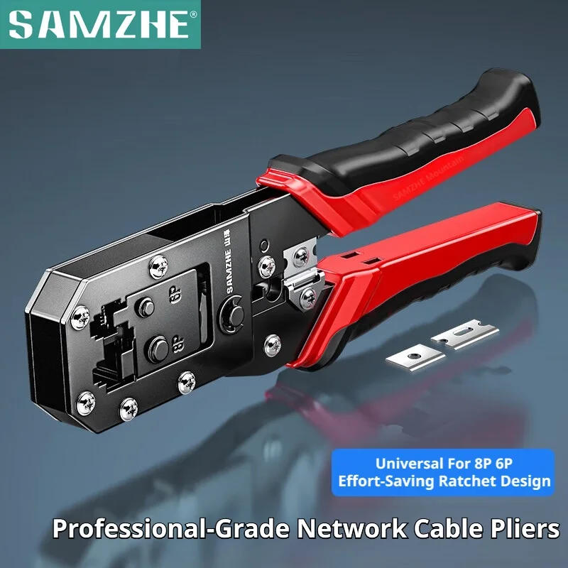 

SAMZHE Multi-functional Network cable Crimper RJ45 Crimper Tools for CAT5e/6/7/8 8P/6P/4P labor-saving Ethernet cable Pliers