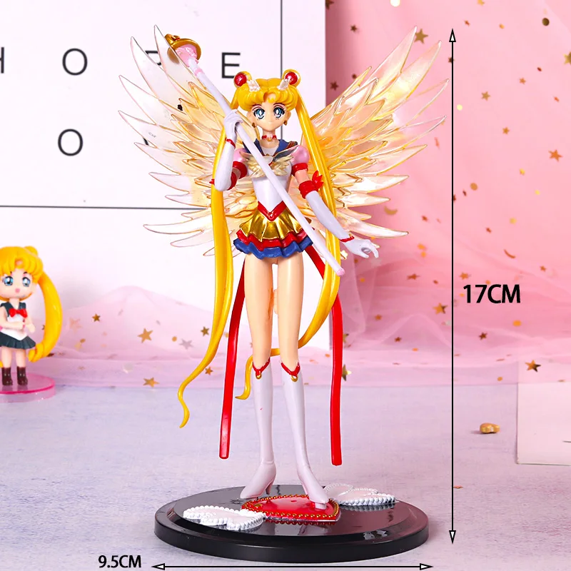 Anime Figuren Kriegerin Mond Hase Puppe Charme Engel Seemann Hase Kawaii PVC Action Modell Kuchen Dekoration Geschenk für Mädchen