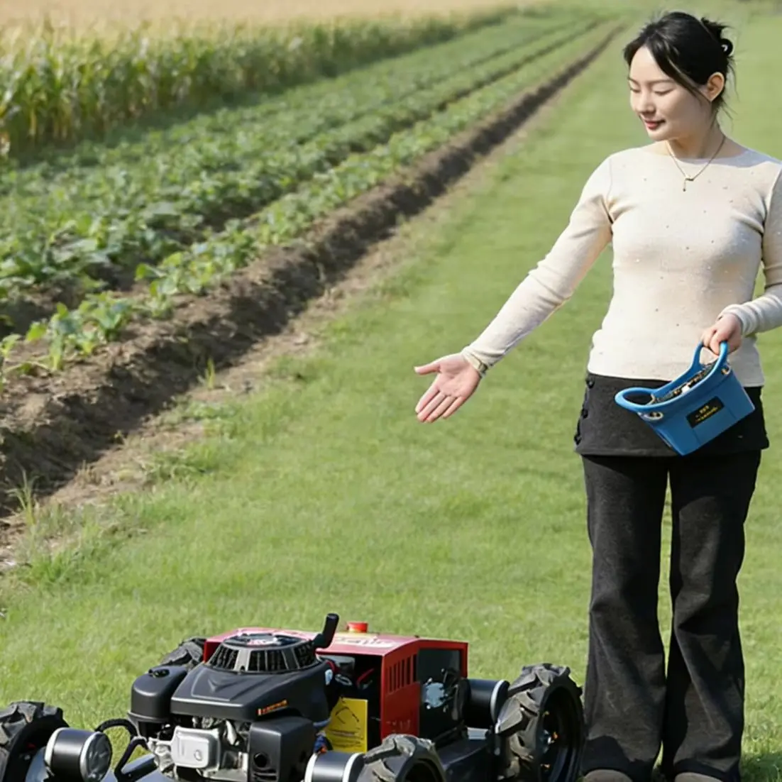 

Настраиваемая тяжелая дистанционно управляемая косилка-измельчитель с запасным набором ножей и практическим руководством пользователя для сельскохозяйственного применения