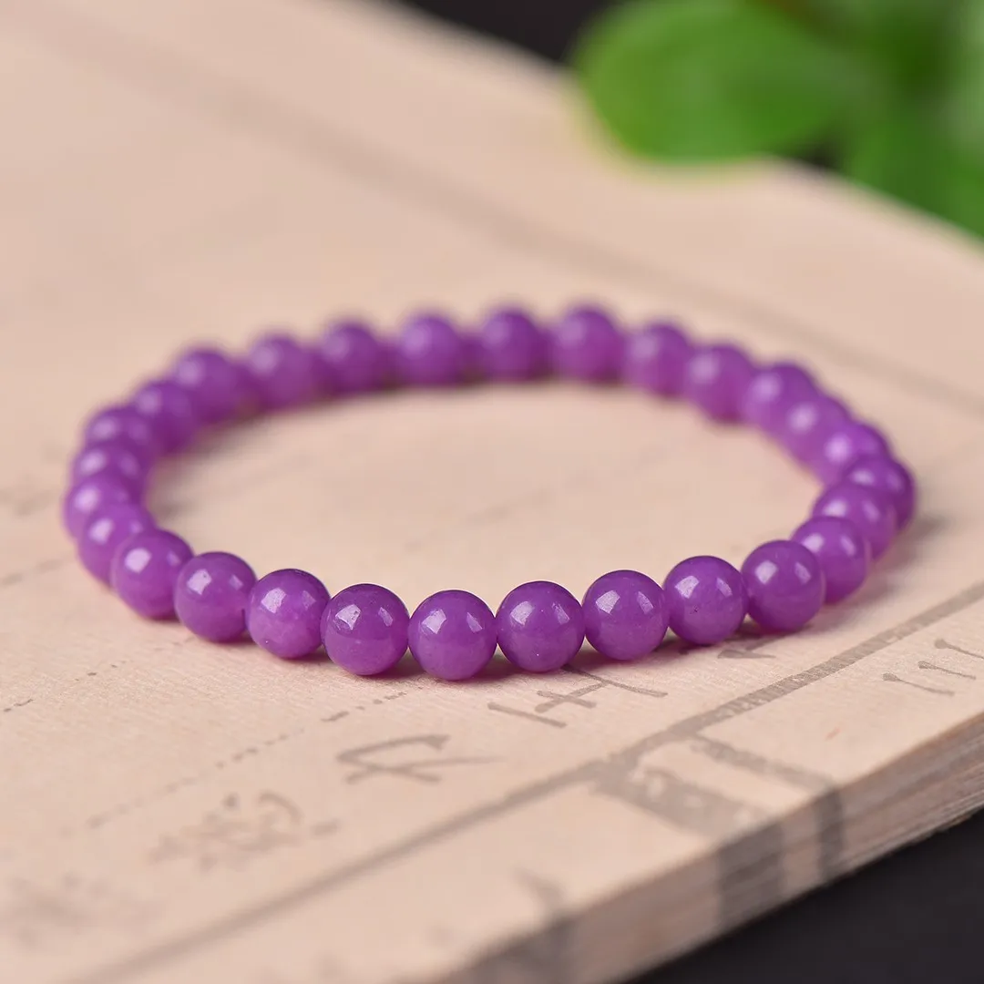 6mm Natural Myanmar Jadeite Purple Jade Bracelet Women Healing Gemstone Fine Jewelry Grade A Burma Purple Jade Bracelets Bangle