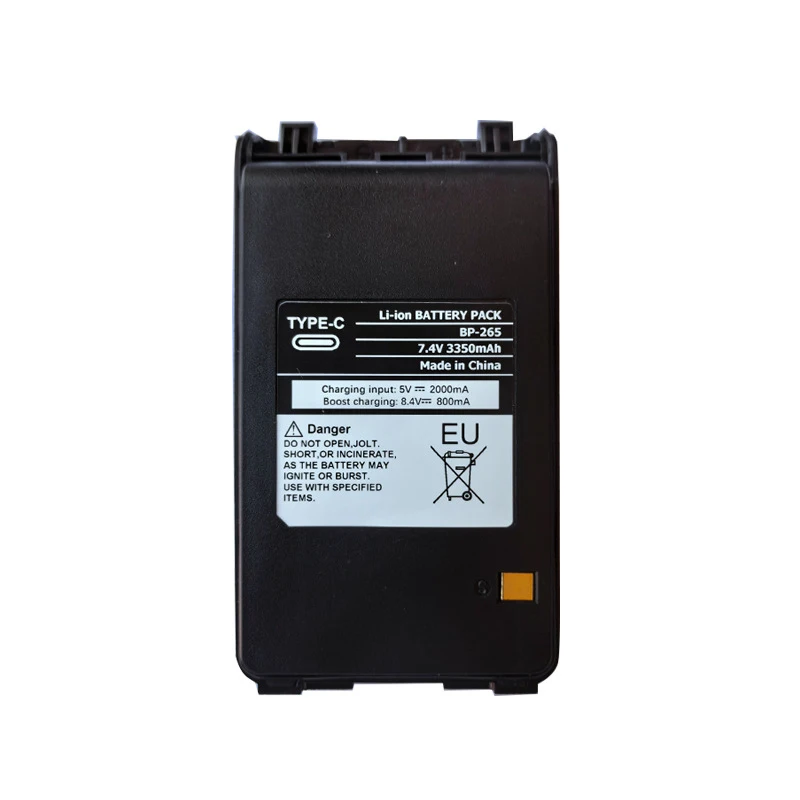 แบตเตอรี่ลิเธียมไอออน BP-265 3350มิลลิแอมป์สนับสนุนประเภท C ชาร์จสำหรับ IC-T70E IC-T70A ICOM IC-V80 IC-V80E เครื่องรับส่งวิทยุ BP265