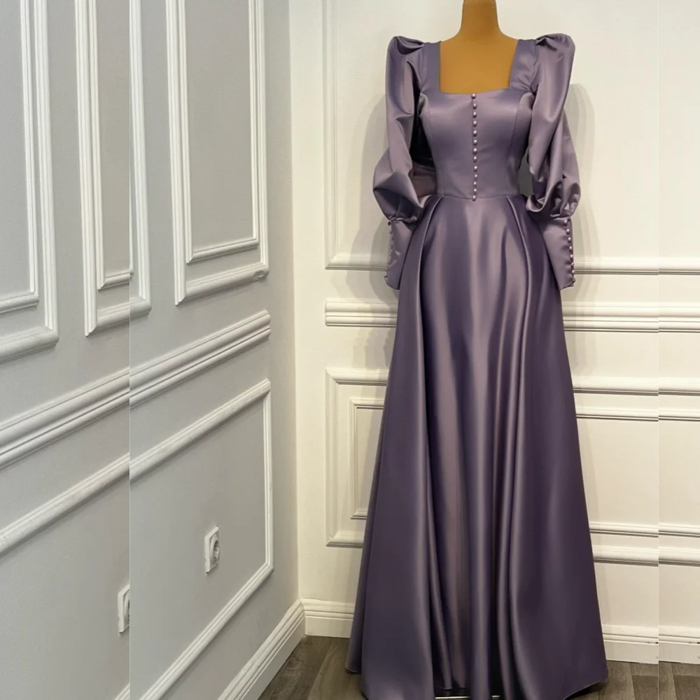 

Customized Prom Evening Jersey Beading Draped A-line Square Neck Bespoke Occasion Gown Long es Saudi Arabia