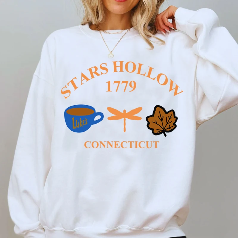 Halloween Sterne hohl Connecticut Sweatshirt Frauen Crewneck Pullover Gilmore Mädchen Hoodie Buch Liebhaber Sweatshirts Frau Kleidung