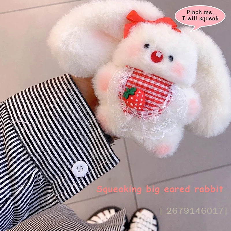 【YY26】1 Stück Niedlicher Quietschender Hasen-Plüsch-Anhänger Großohriger Hasen-Plüsch-Schlüsselanhänger Bunny Festival Puppen-Schlüsselanhänger Taschenanhänger