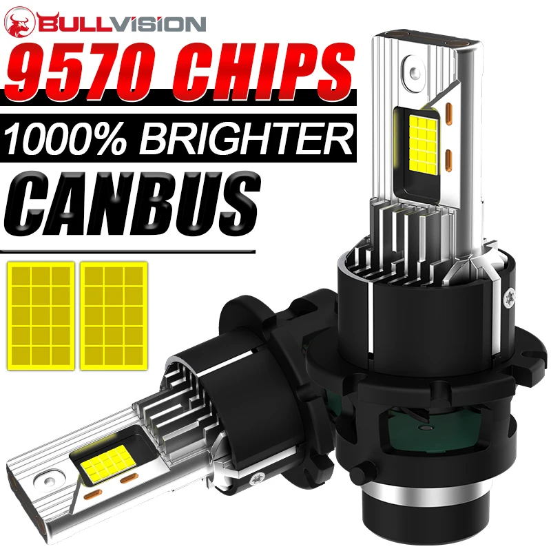 D2S D4S Led Car Headlights Bulb D2R D4R LED Car Light High power 35W 55W 1:1 Plug and Play 9570 CSP Chip Turbo Lamp 6000K White