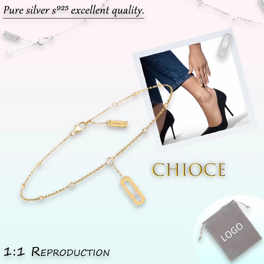 Light luxury high-end fashionable pure silver s925 messik-style elegant MOVE UNO ANKLE BRACELET series diamond bracelet