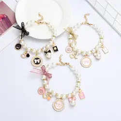 1 PC Adjustable Cat  Pet Pearl Collar Dog Cat Princess Bow Necklace Cat Jewelry Cute Collar Pet Products Puppy Accessories