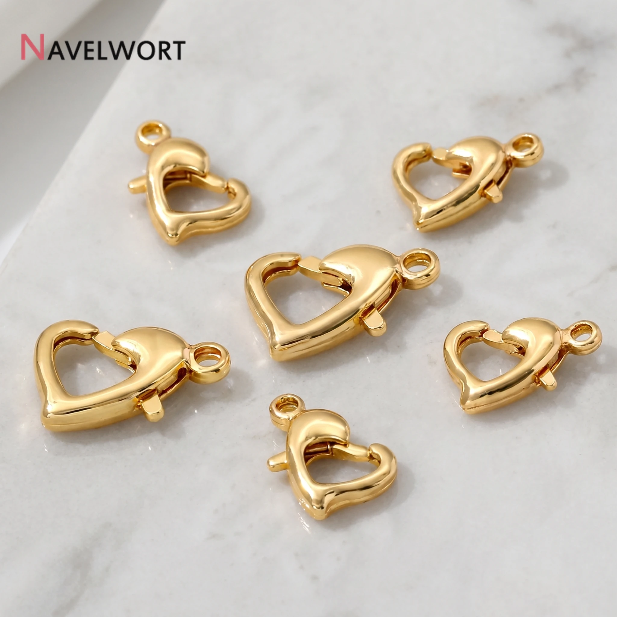 5/10/15Pcs 14K Gold Plated Brass Heart Lobster Clasps Jewelry Clasps,Lobster Clasps Connector,For DIY Jewelry Making Accessories