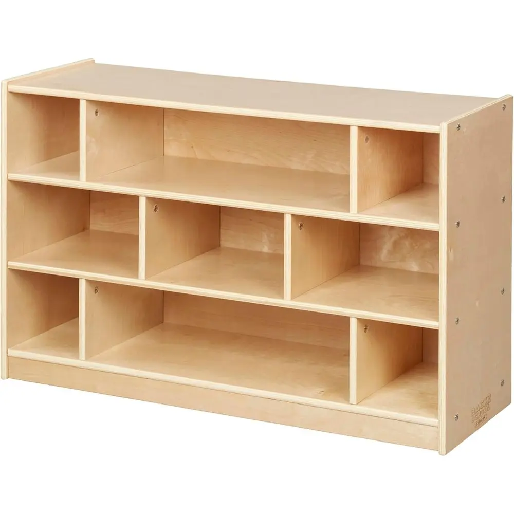 

9-Compartment Mobile Storage Cabinet, Natural Wood, Toy Organizer