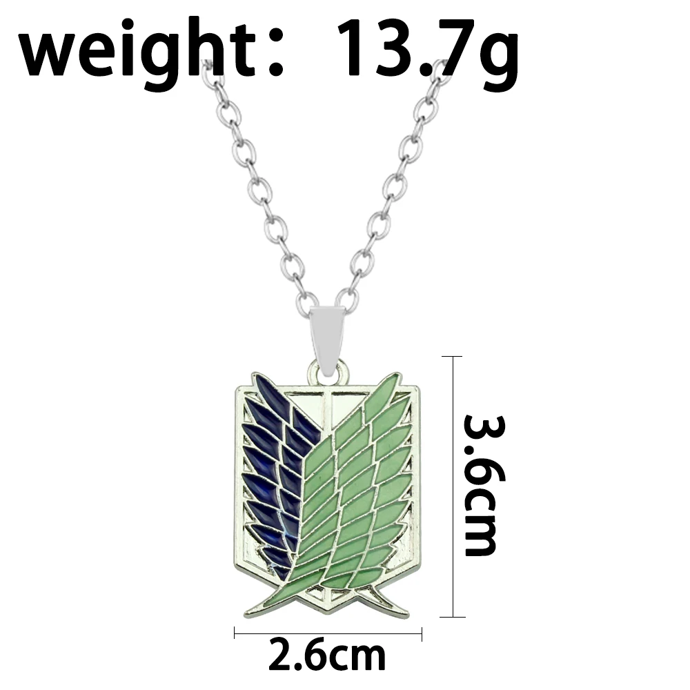 Attack on Titan Glowing Necklace Pendants Wings Of Liberty Scouting Legion Chain Jewelry Pendant Glow In The Dark Chain Necklace