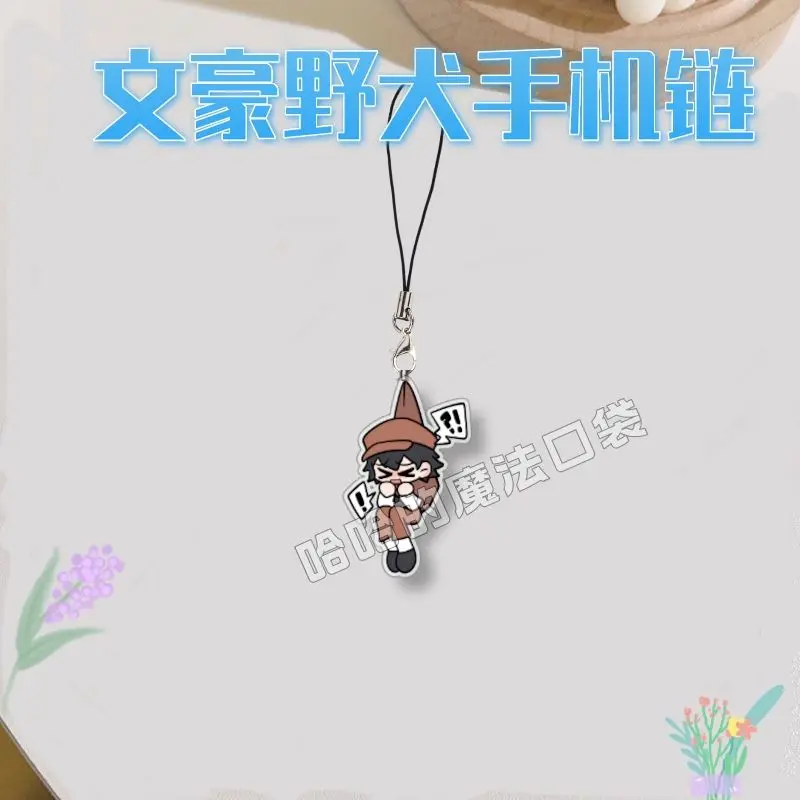 Dazai Osamu Nakahara Chuuya Anime Mobile Phone Chain Bungosg Cartoon Rope Lanyard Acrylic Pendant Accessories Collection Display