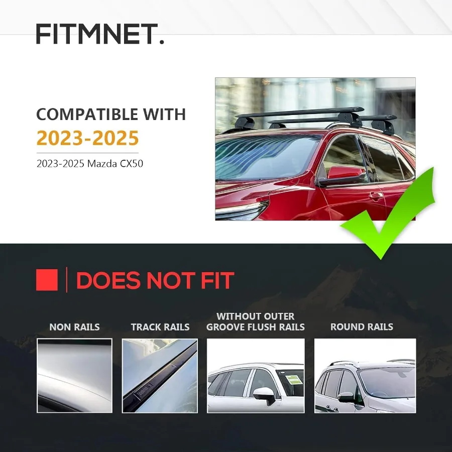 قضبان متقاطعة لرف السقف بوزن 300 رطل متوافقة مع 2023 2024 2025 Mazda CX50 CX50 مع قضبان جانبية قابلة للقفل وقابلة للتعديل