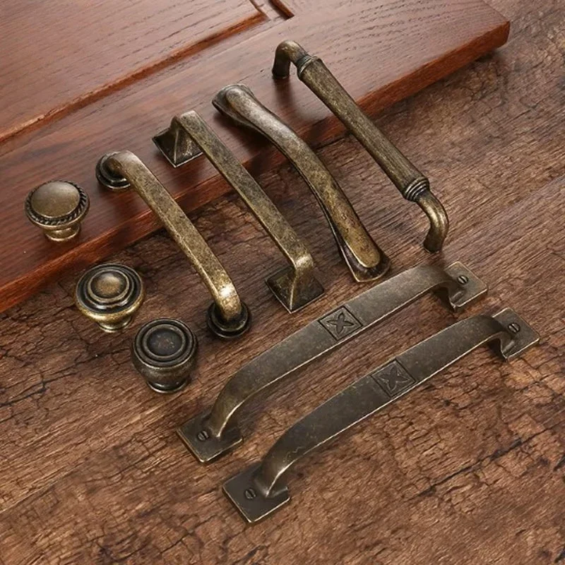 Antique Bronze Wardrobe Door Handles, vintage Cabinet/Wine-Cabinet Pulls, Retro Single-Hole Drawer Knobs, Furniture hardware