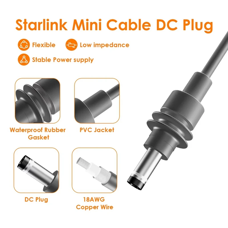 WISH для Starlink MINI Шнур питания постоянного тока «папа» к XT30 «мама» Зарядное устройство Starlink Mini Кабель питания XT30 Разъем для постоянного тока