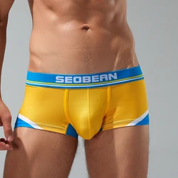 New Brand SEOBEAN Mens Low Rise  Polyester Sexy Boxer Trunk Underwear 230208