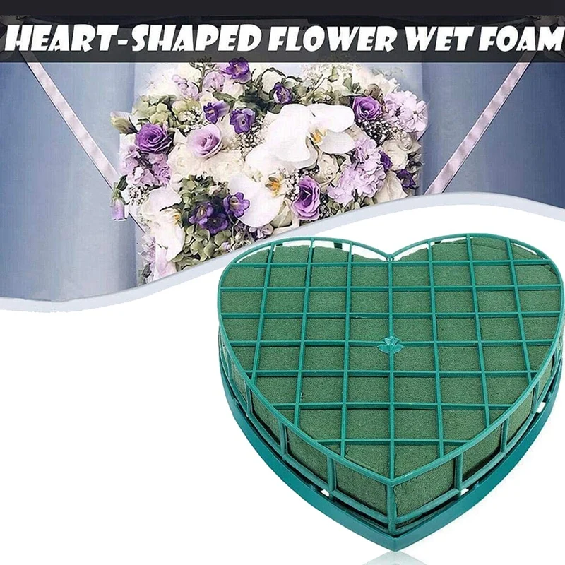 Soporte de flores en forma de corazón de espuma Floral, 2 piezas, centro de mesa para boda, fiesta, mesa de coche, arreglo Floral