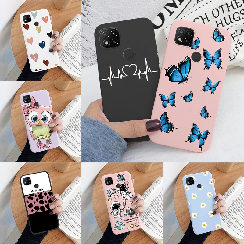 For Redmi 9C 9 C NFC Case Colorful Face Cute Heart Soft TPU Fundas Shockproof Bumper Phone Cover For Redmi 9CNFC Redmi9c Shell