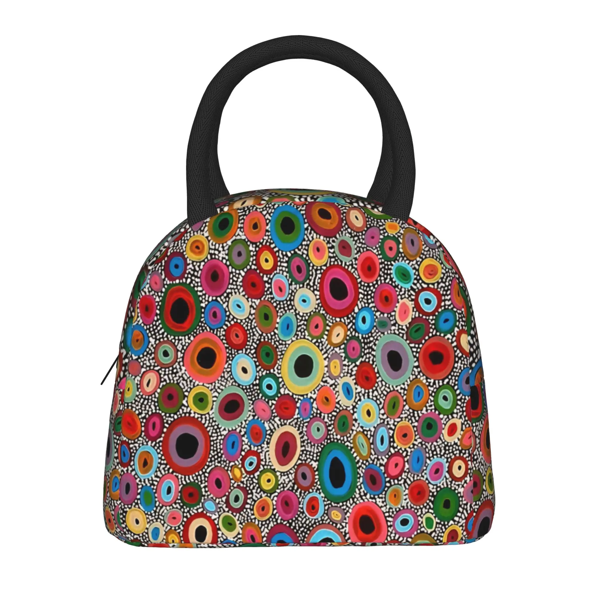 Yayoi Kusama Abstract Face Lunch Bag Japanese Artist Portable Lunch Box Adult Travel Cooler Bag Leisure Thermal Lunch Bags