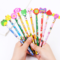 20pcs Cute Animal Wooden Pencil with Cartoon Eraser Kids Birthday Party Favor Carnival Gift School Rewards Goodie Filler Supplie