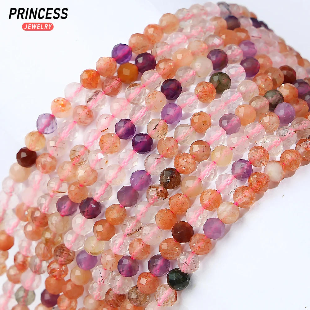 A+ Natural Super Seven 7 Quartz Crystal Faceted Beads for Jewelry Making Wholesale DIY Accessories