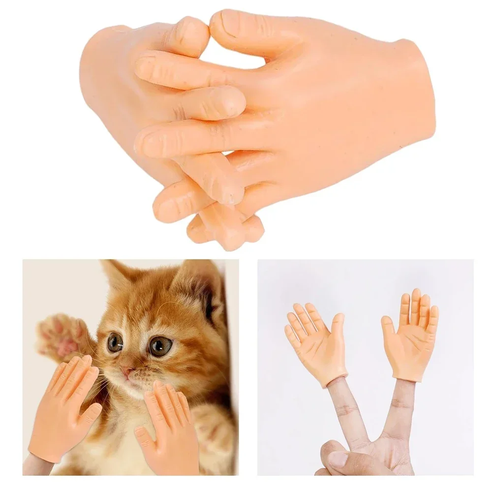 Adult Kid Novelty Toys Tiny Finger Hands Funny Finger Fidget Small Hand Palm Tease Cat Pet Gags Joke Party Halloween