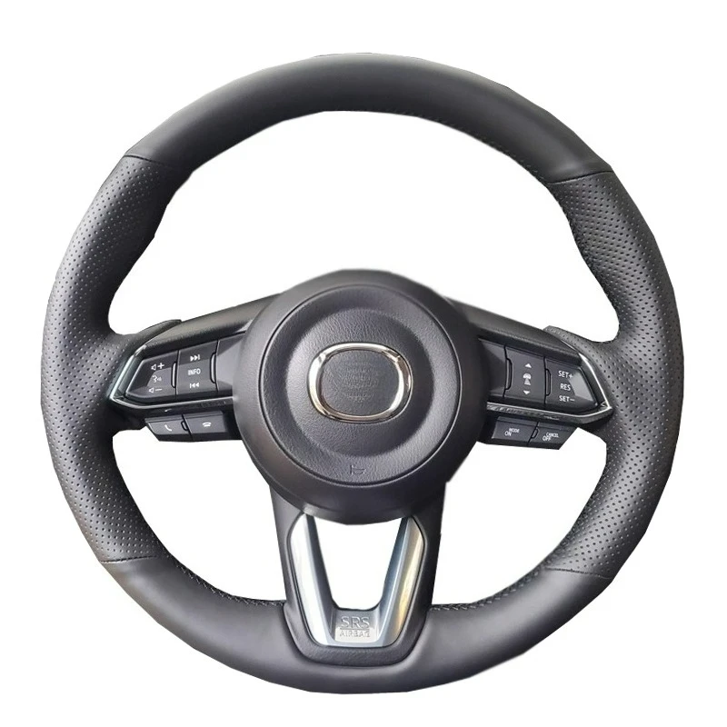 

Hand Stitched renovation Non-slip black leather car Steering wheel cover For Mazda3 2017 2018 Mazda6 CX-5 2017-2020