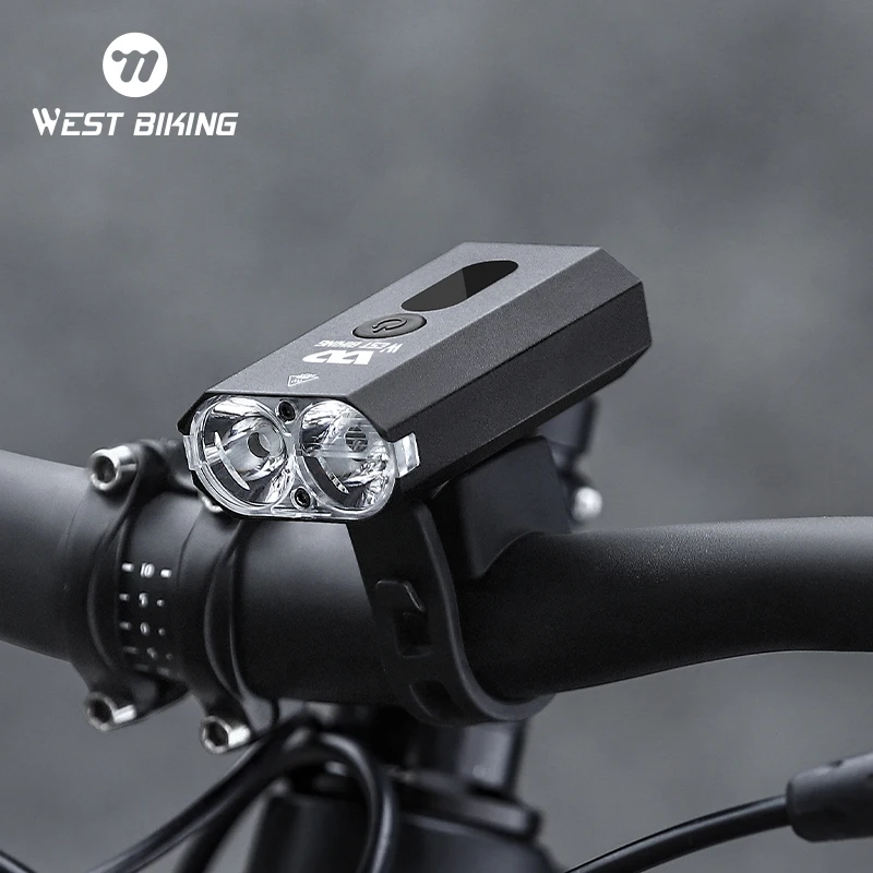 Waterproof LED Bicycle Light 1200mAh USB Charging Power Display MTB Mountain Road Bike Front Lamp Flashlight Cycling Equipment