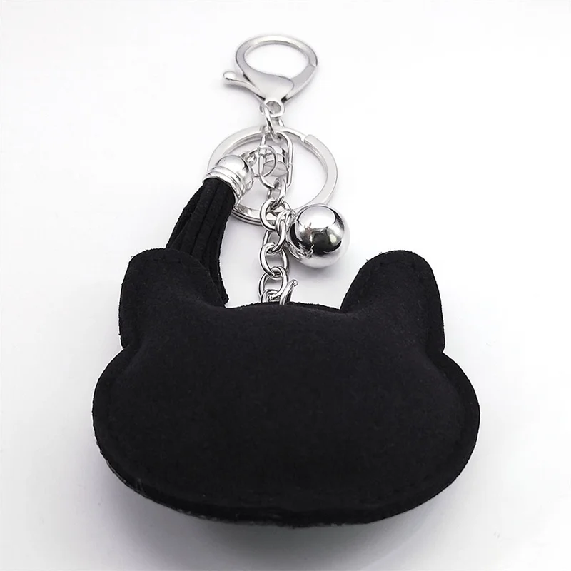 Black Crystal Cat Head Key Chain Women Men Alloy Rhinestone Cute Kitten Pet Keyring Car Bag Jewelry Gifts Accessories KXXXXS03 - view 4
