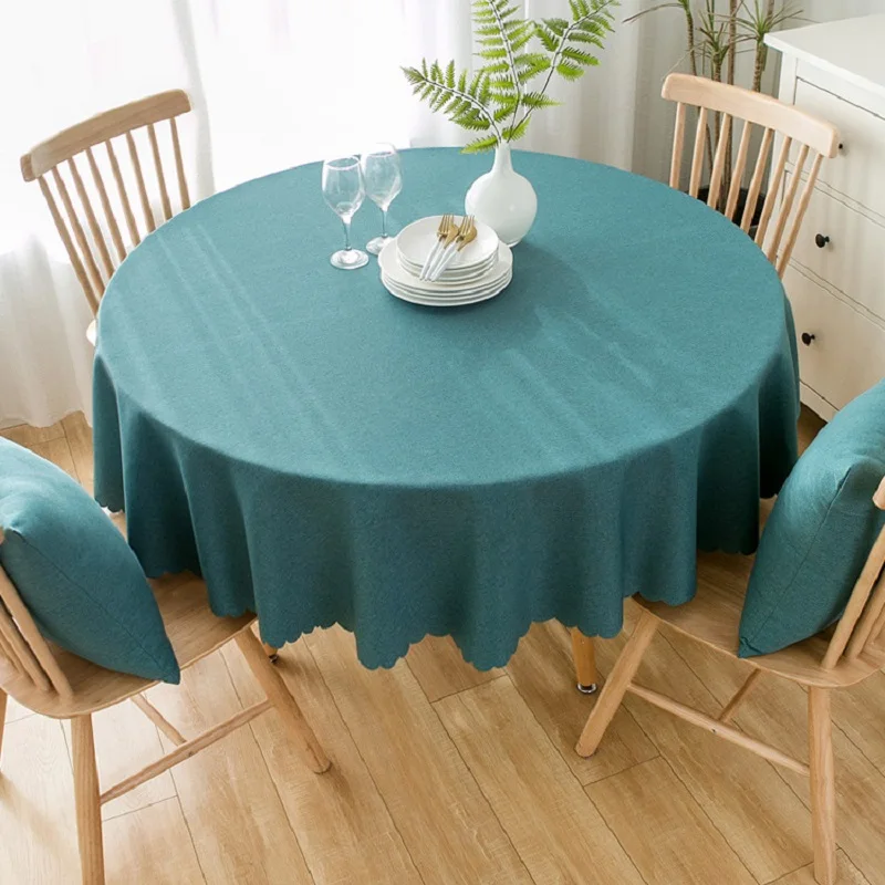 Wedding Round Tablecloth Waterproof And Oil-Proof Solid Color Cotton And Linen Tablecloth Hotel Wedding Dining Table Cloth Decor