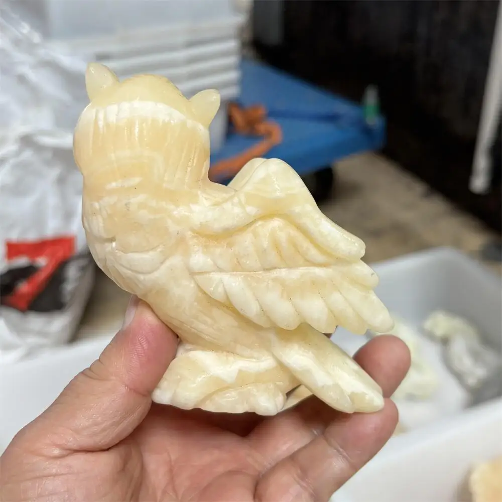 1PCS Natural Yellow Quartz Owl Animal Carving - Polished Reiki Healing Fengshui High-Quality Room Decor Energy Gift