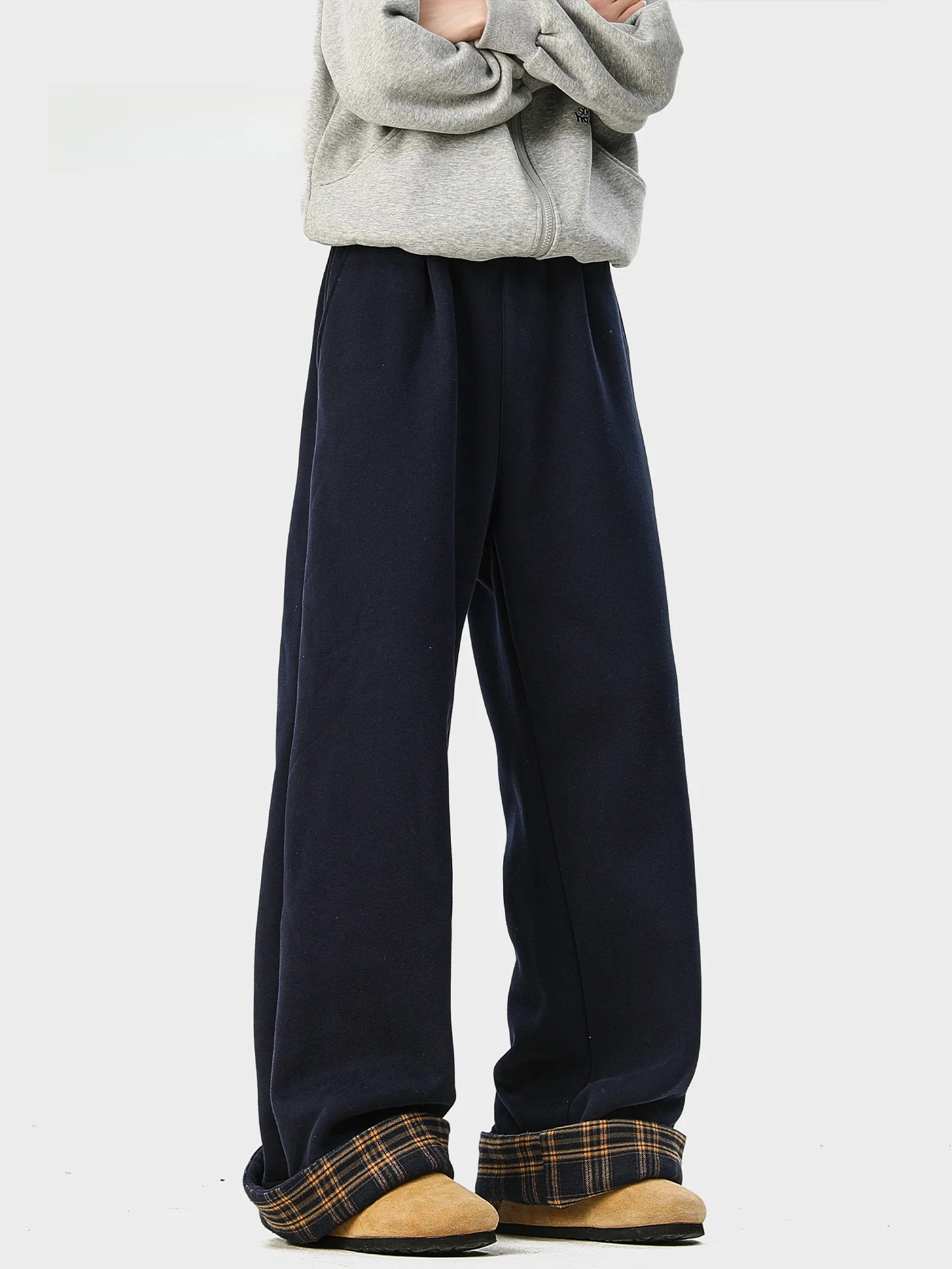 MMOPTOP Men's Casual Cotton Pants Thick Warm Loose Fit Winter Long Trousers Youth Style Straight Leg Pants Fashionable  ...