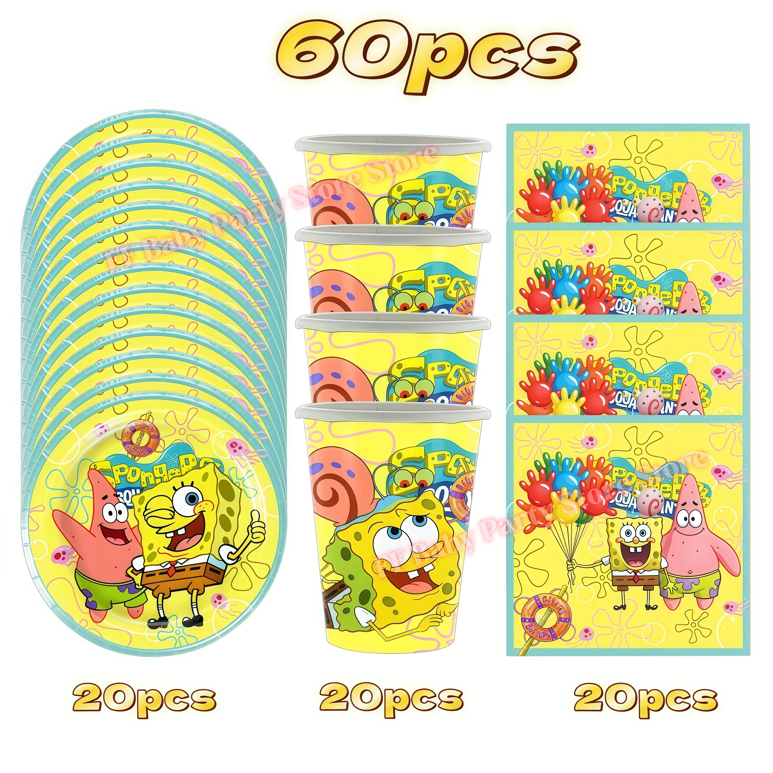 SpongeBob Geburtstagsparty Dekoration Hintergrund Tortendekoration Becher Ballons für Kinderparty Gastgeschenk Babyparty Zubehör – Detail 28