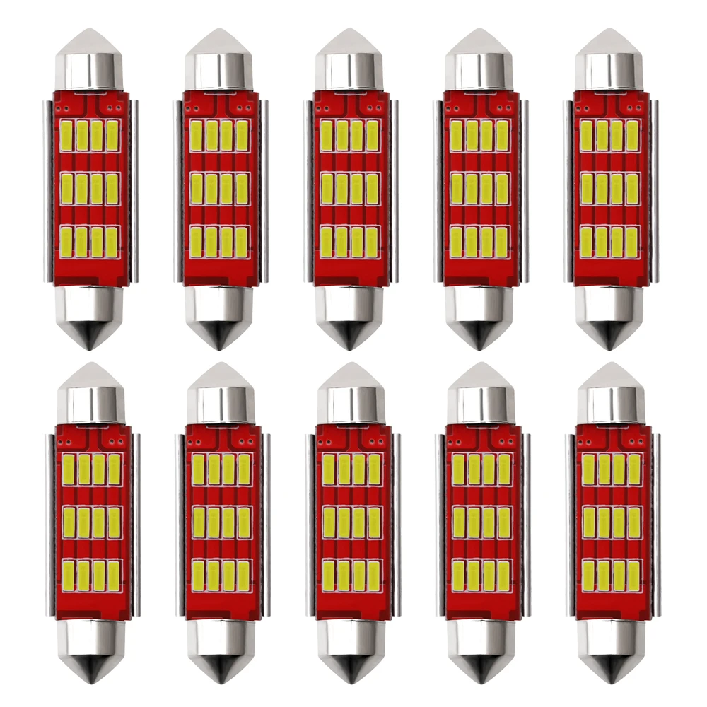 2/10pcs Car LED Reading Bulb 31mm 36mm 39mm 41mm C5W C10W Super Bright 4014 SMD Canbus Error Free Auto Interior Doom Lamp