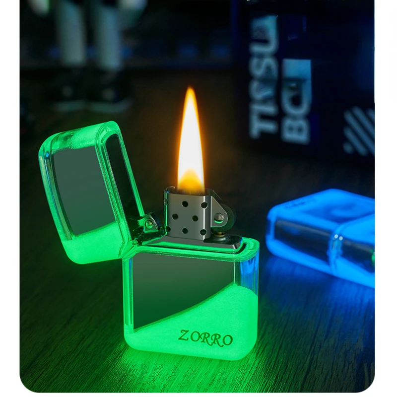 Zorro Windproof Kerosene Lighter Cool Luminous Quicksand Boyfriend Gift Personality Creative Wholesale Smoking Accessories