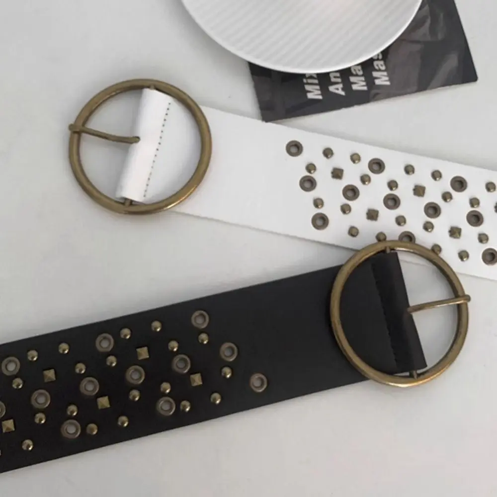 Punk Rock Chic Niet gürtel Harajuku Y2k Metall runde Schnalle Bund Vintage Hose Kleid Gürtel