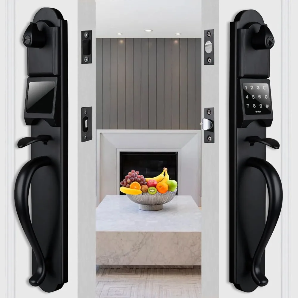 

Tool Keyless Entry Door Lock Set, Heavy Duty Smart Double Door Handleset with Touchscreen Keypad, Electronic Keyed