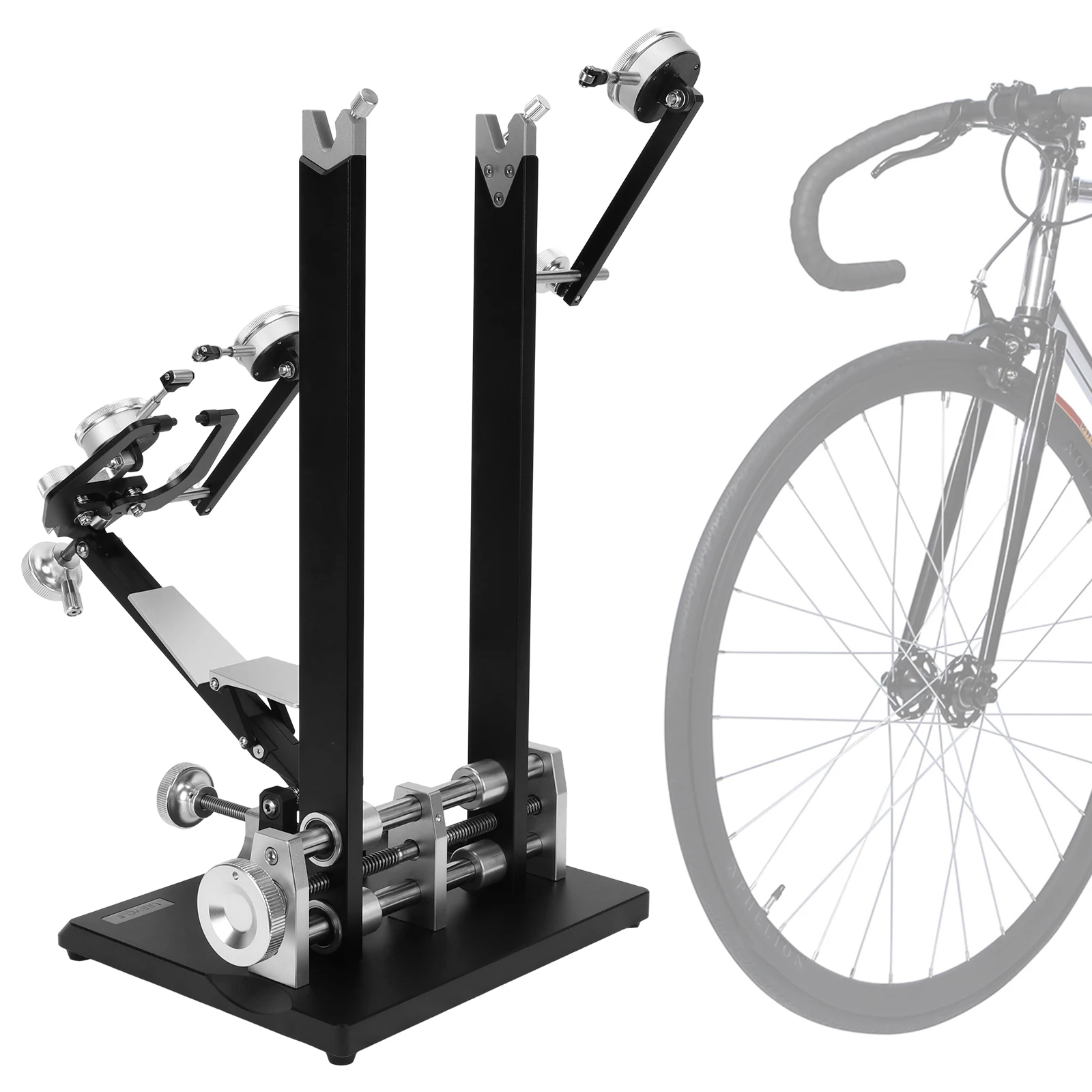 

Стенд для центровки велосипедных колес с алюминиевой основой, набор для ремонта колес MTB и шоссейных велосипедов с прецизионными индикаторами для ремонта велосипедов