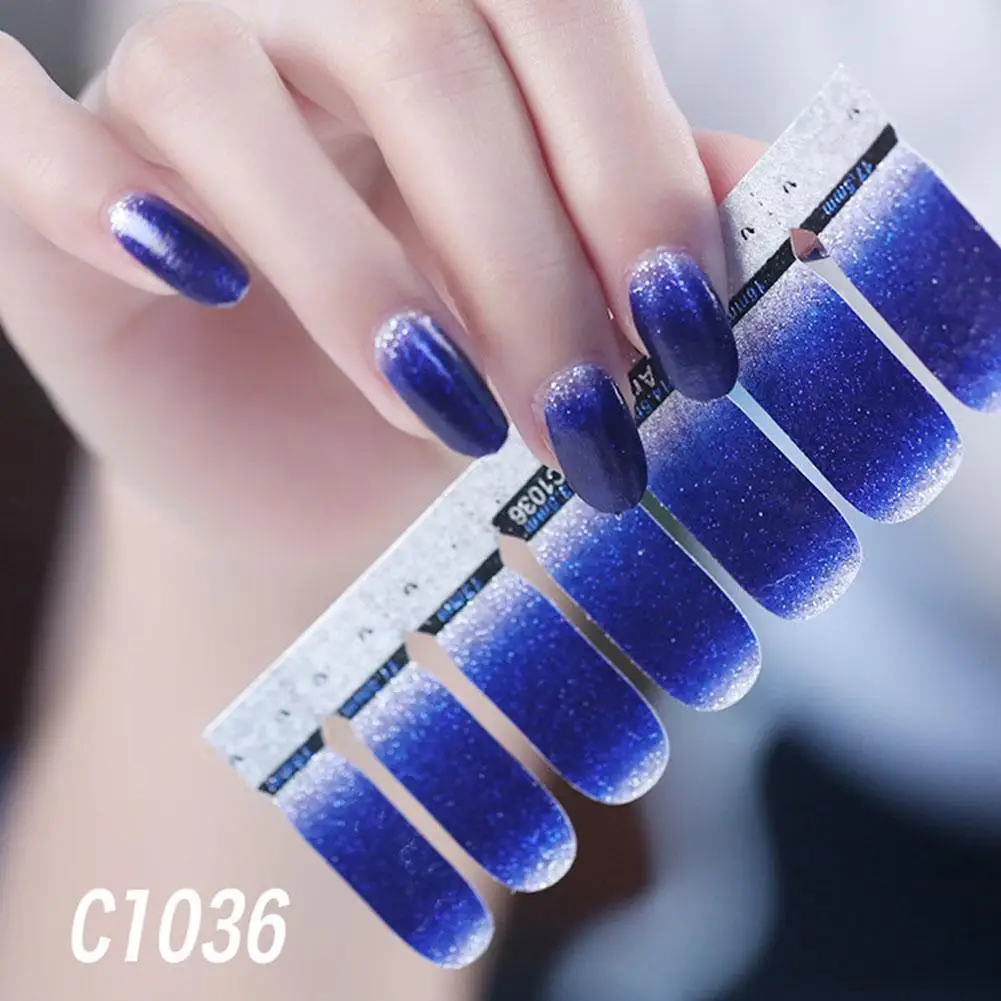 14 SZTUK Brokatowych Naklejek na Paznokcie, Lakier do Paznokci, Gradientowe Naklejki na Paznokcie, Wodoodporne i Odporne na Pot Naklejki na Paznokcie