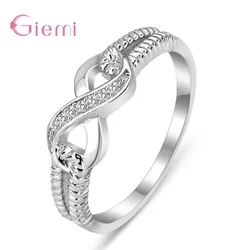 Engagement Wedding Infinity Anniversary Cubic Zirconia Rings 925 Sterling Silver Finger Rings for Women Girl Party Gift Jewelry