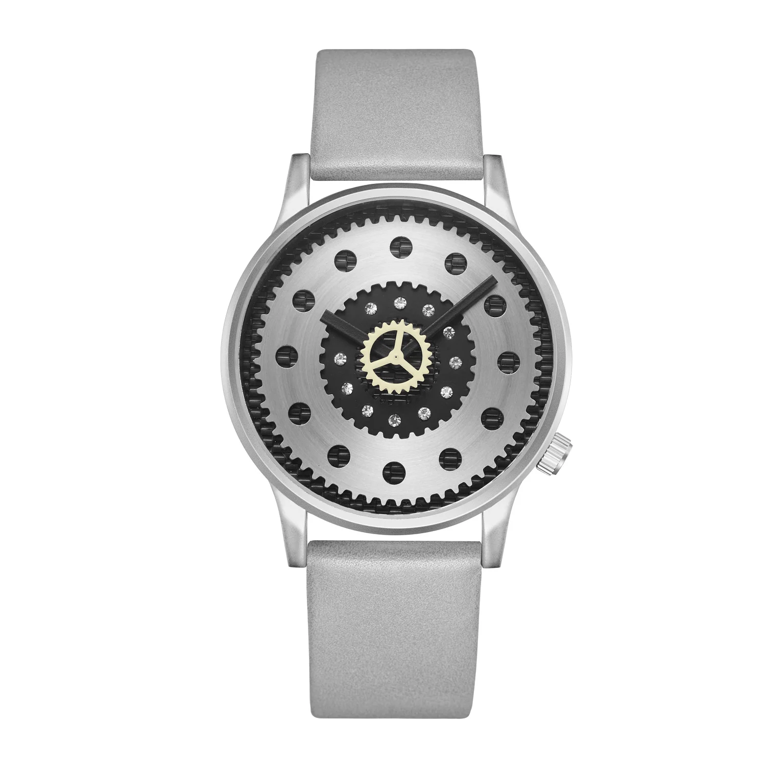 New Reef Luxury Gear Quartz Watches for Men Genuine Leather Strap Skeleton Watches Relogio Masculino Top 2023