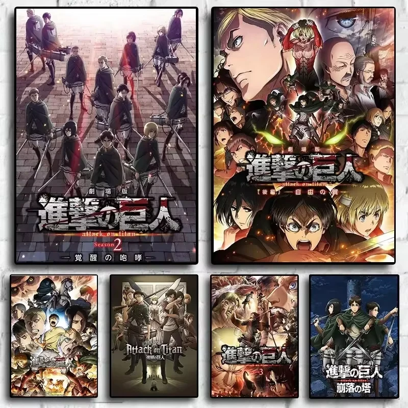 

Japan Anime Attack on Titan Kawaii Poster Canvas Painting Posters and Prints Wall Art Pictures for Living Room Decoration
