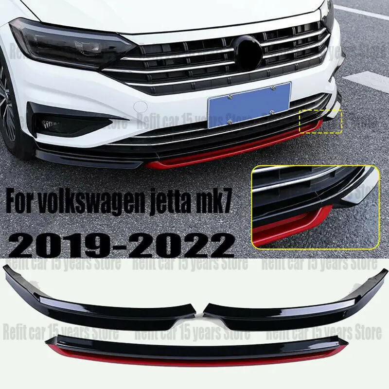 

Для Volkswagen vw Jetta Mk7 2019 2020 2021 2022 3 шт. черный передний бампер из АБС-пластика, спойлер на подбородок, комплект кузова