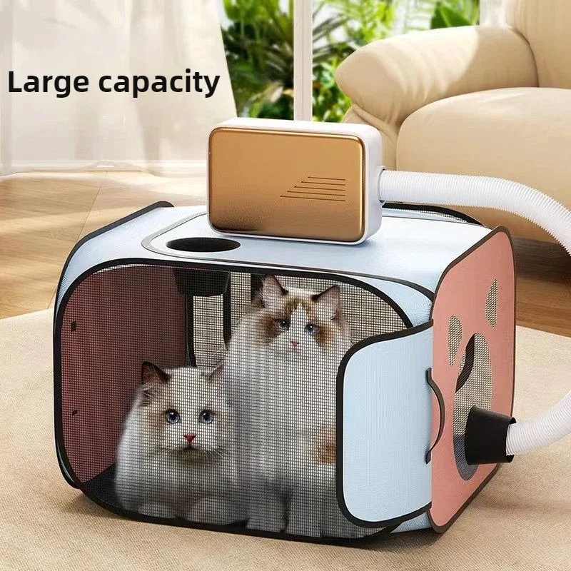 Pet Drying Box Cats Dryer Cage Pet Bathing Dog Grooming Collapsible Breathable and Bite-resistant Drying Box Cat Clean Box