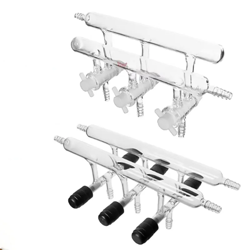 Single row double row vacuum gas distributor high borosilicate glass PTFE vacuum section valve piston 3/4/5/6 way