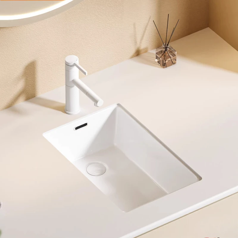 Ceramic Embedded Wash Basin Balcony Side Drainage Washbasin Small Size Household